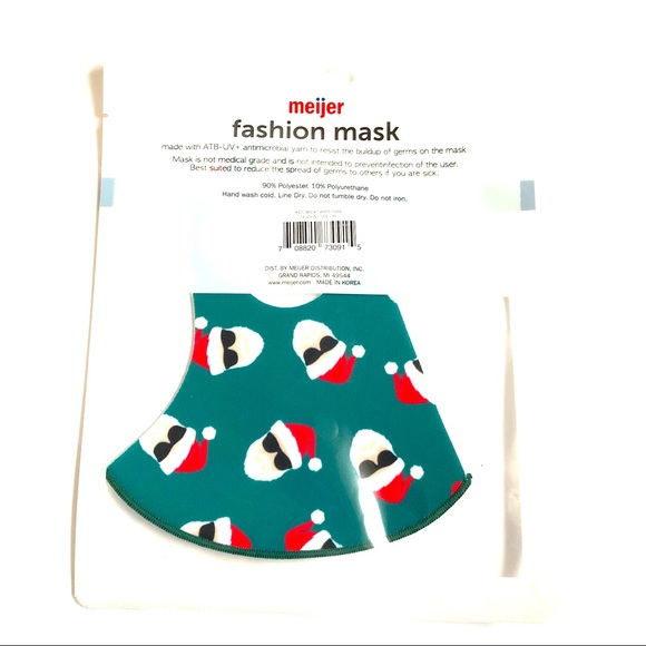 3/$10 NEW Santa Face Mask Green Medium UNISEX ATB-UV+ Kids - Picture 5 of 11